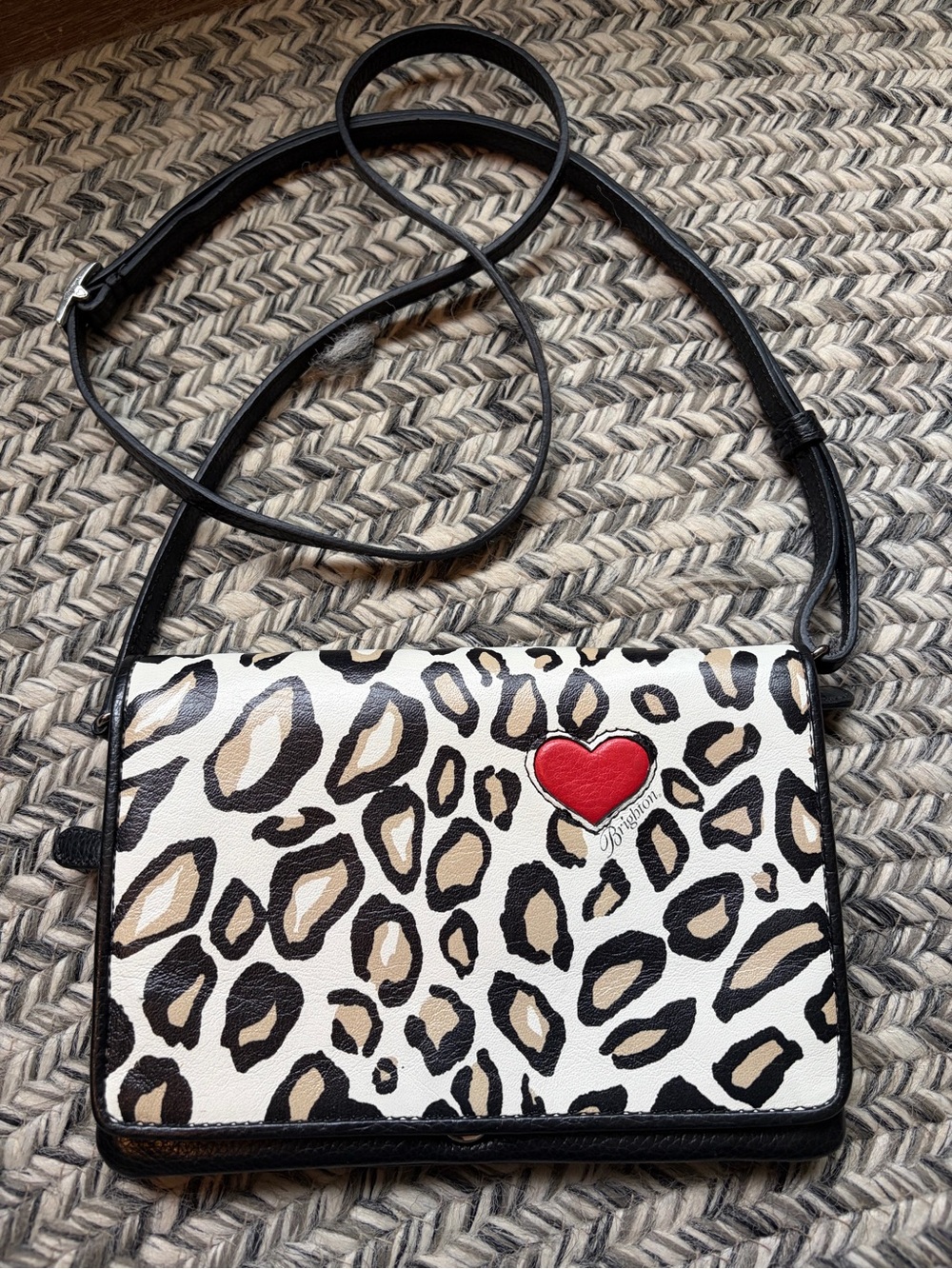 Brighton Leopard Print Crossbody with Red Heart Accent